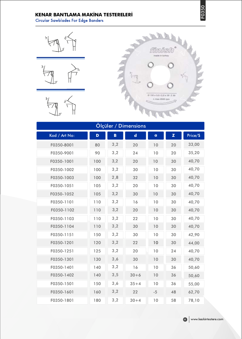 KENAR BANTLAMA MAKİNA TESTERELERİ - F0350