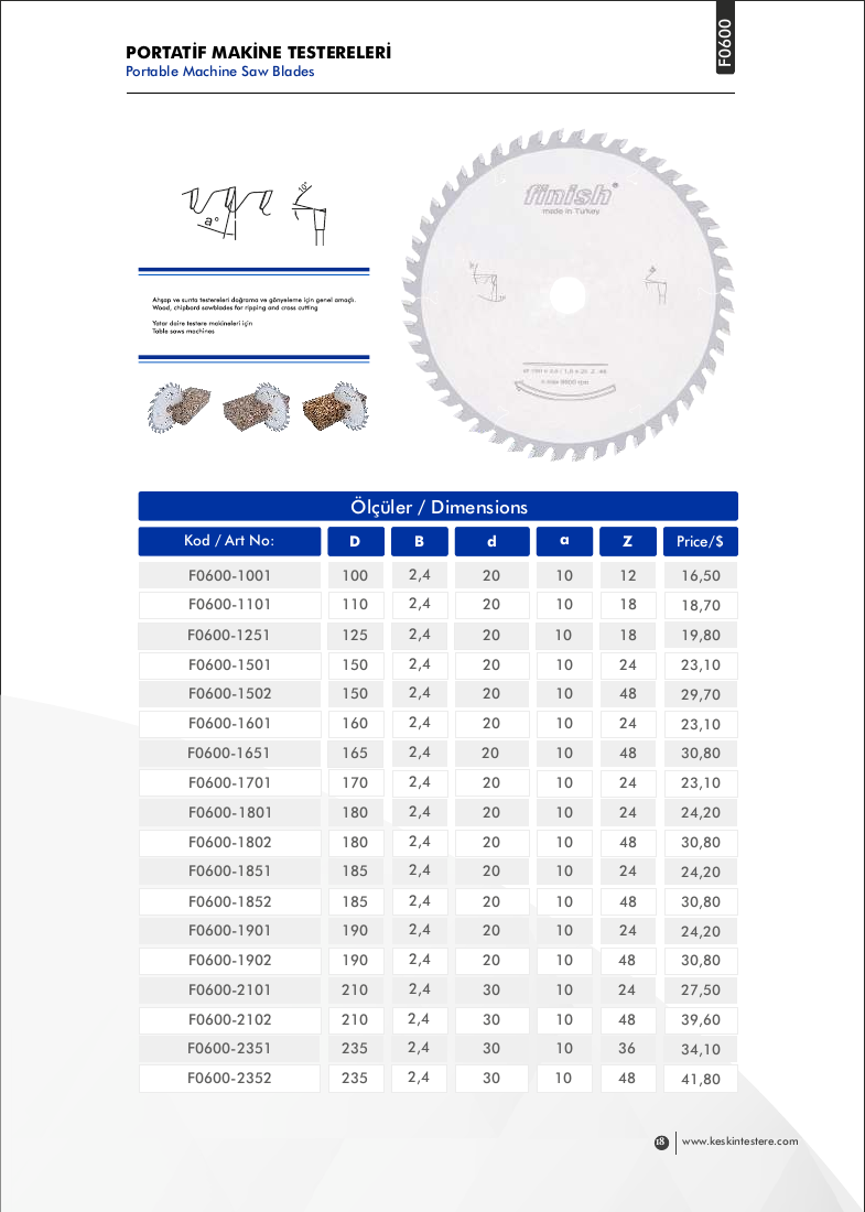 PORTATİF MAKİNE TESTERELERİ - F0600