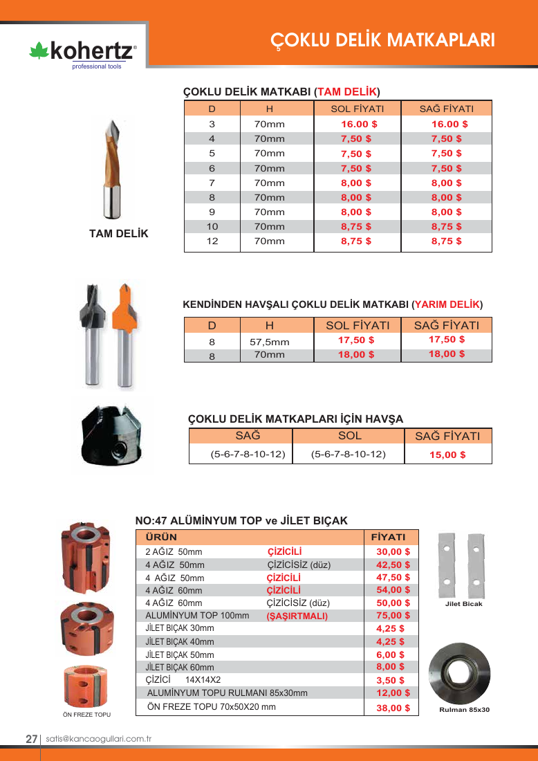 ÇOKLU DELİK MATKAPLARI - 16.00