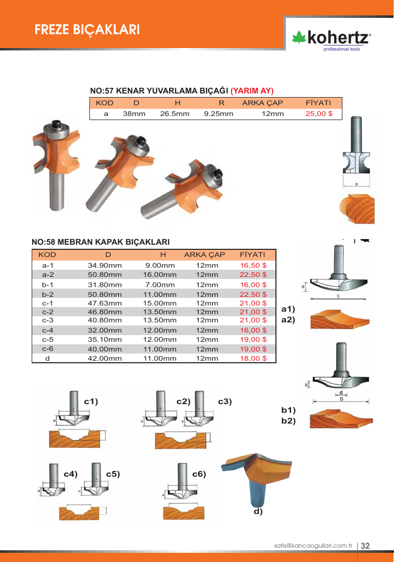 NO:58 MEBRAN KAPAK BIÇAKLARI - MEBRAN