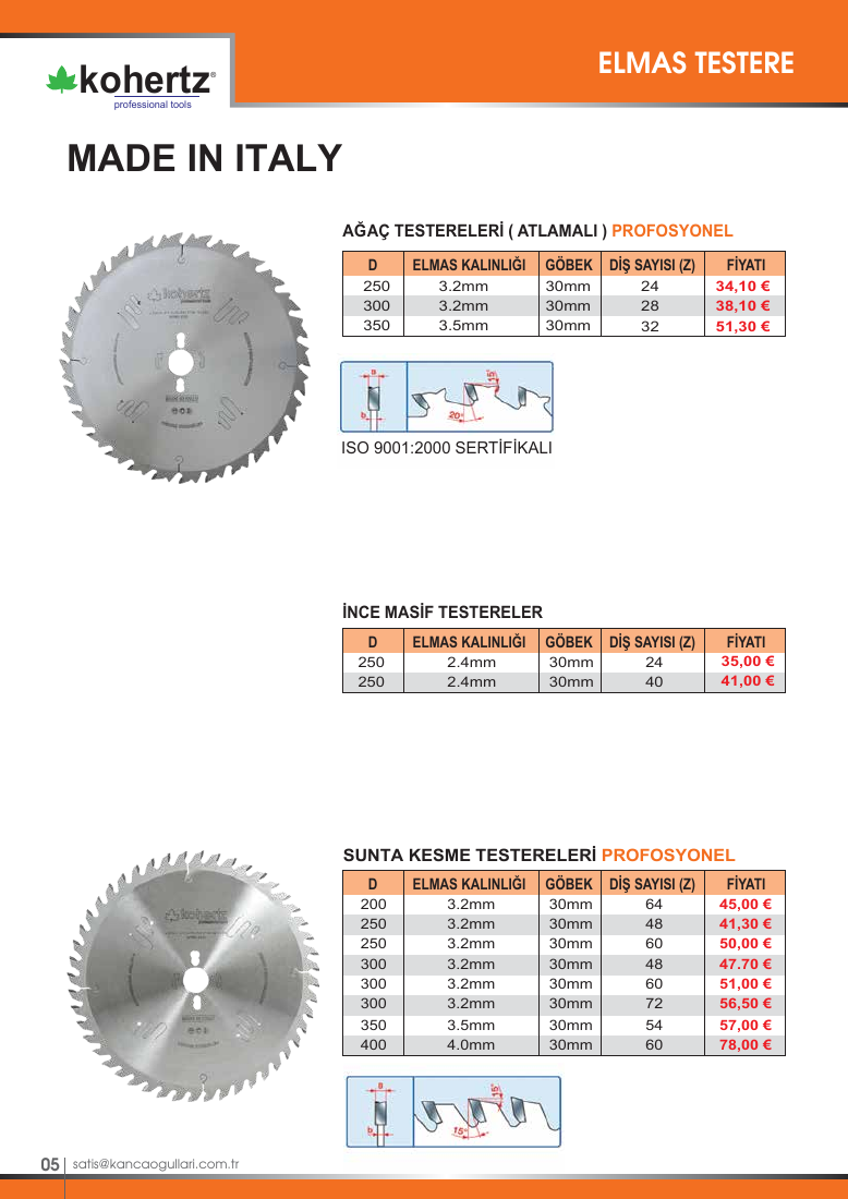 SUNTA KESME TESTERELERİ PROFOSYONEL - 47.70