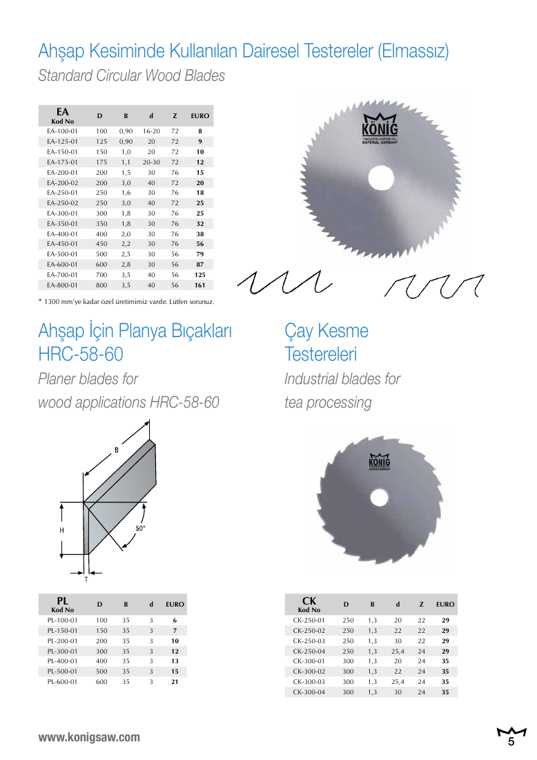 König freze bıçakları · CK-300-04