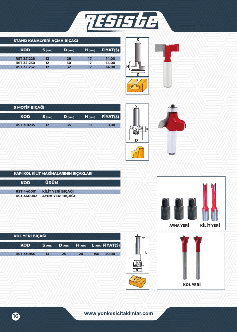 KAPI KOL KİLİT MAKİNALARININ BIÇAKLARI - 330150