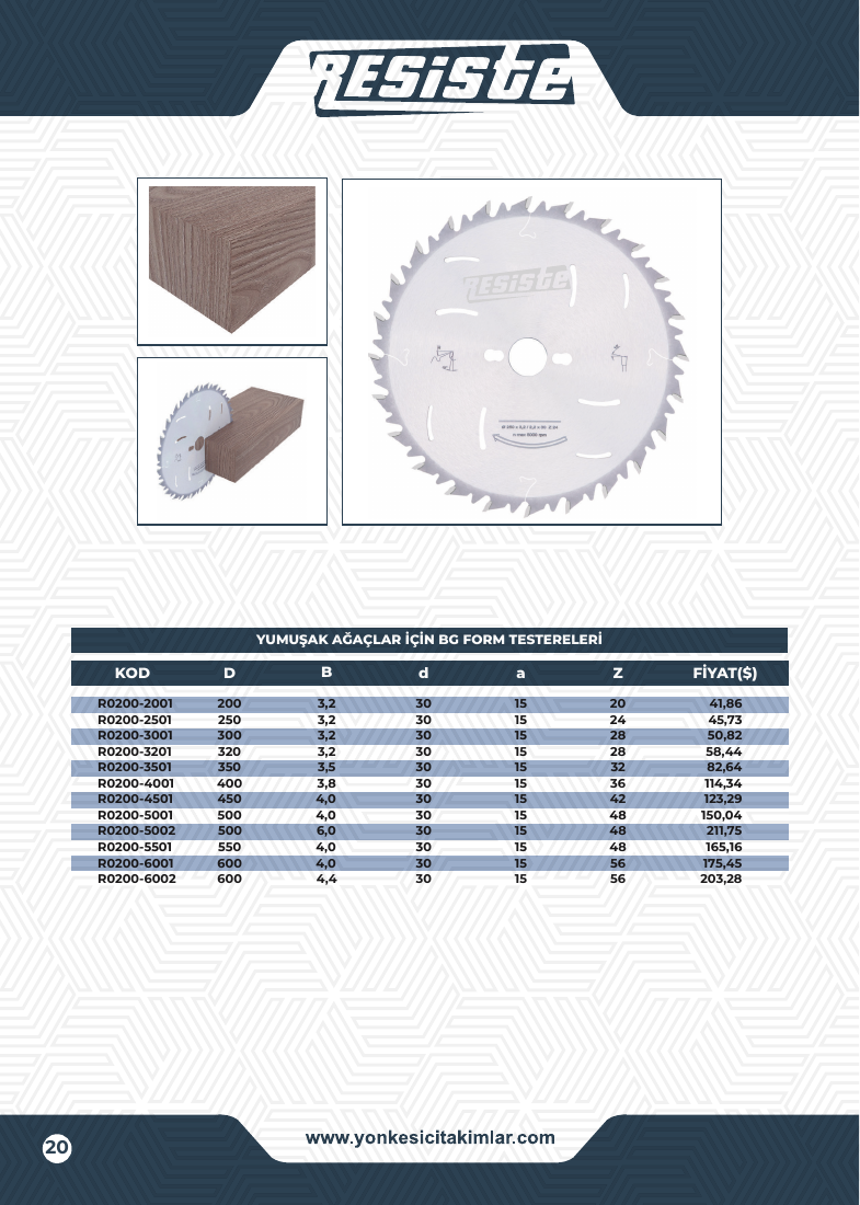 YUMUŞAK AĞAÇLAR İÇİN BG FORM TESTERELERİ - R0200-2501