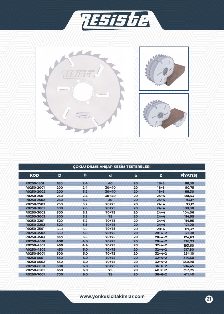 YUMUŞAK AĞAÇLAR İÇİN BG FORM TESTERELERİ - R0250-1801