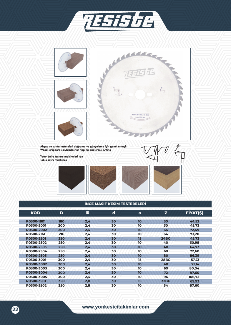 İNCE MASİF KESİM TESTERELERİ - R0300-3501