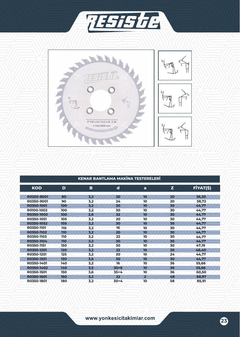 KENAR BANTLAMA MAKİNA TESTERELERİ - R0350-1102